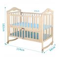 Baby Wooden Cot Bed Crib With Mattress And Mosquito Net & 4 Lockable Wheels. 