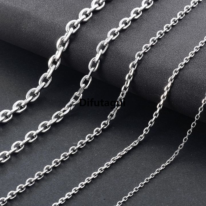 Difutagui Stainless Steel Silver Color O Shape Chain Necklace 1.6mm / Original 2.4mm / 3mm / 4mm / 5mm Fashion Men And Women New Jewelry