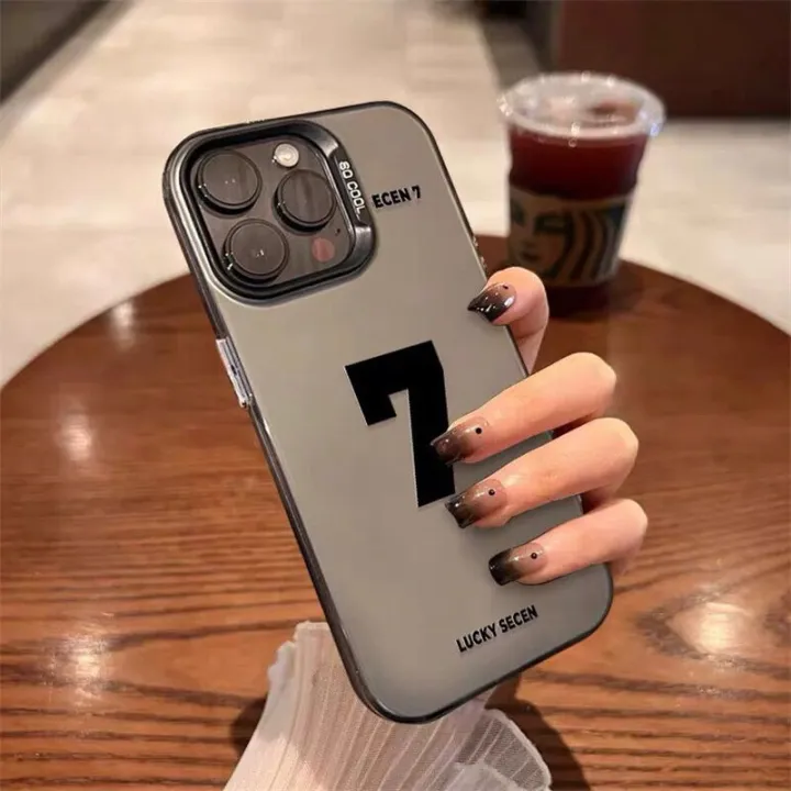 Phone%20Case%20For%20iPhone%2011%2014%2015%20Pro%20Max%20PLUS%20XS%20Max%20Casing%20Silver%20Black%20White%20Colorful%20Matte%20IMD%20Lucky%20Number%20Seven%20Luxury%20Fashion%20Protection%20Simple%20Shockproof%20Back%20Cover%20Silicone%20-%20Image%206