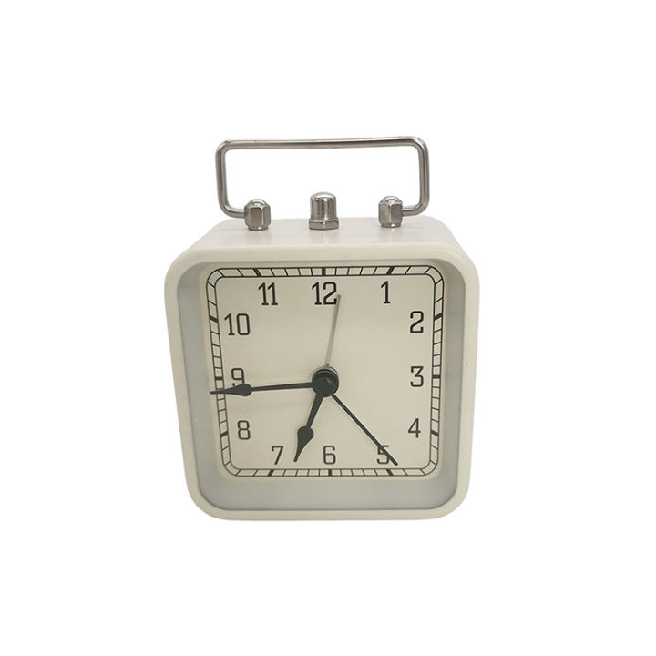 1Pc Metal Square Small Alarm Clock Desktop Silent Clock Student Bed