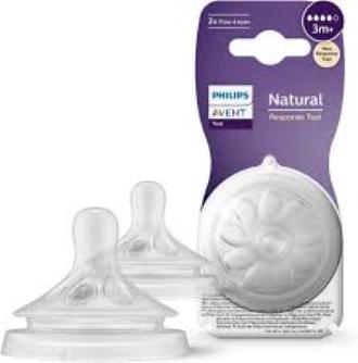 Philips%20Avent%20SCY964/02%20Natural%20Response%20Nipple,%203m+%20Twin%20Pack,%20White,%20Flow%204%20teats%20BPA%20Free*%20-%20Image%202