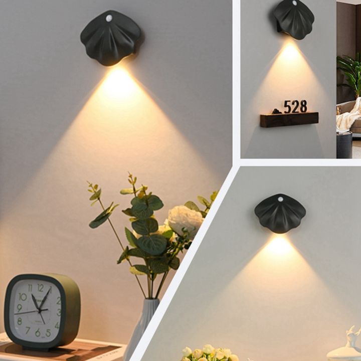 Night%20Light%20Motion%20Sensor%20Shell%20Shaped%20Spotlight%20Rechargeable%20Bedroom%20Corridor%20Staircase%20Mural%20Decorative%20Light%20White%20-%20Image%202