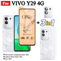 3 IN 1 Vivo Y29 4G Ceramic Tempered Glass for Vivo Y29 5G Y19S Y18 Y03 Camera Lens Glass Screen Protector and Back Film. 