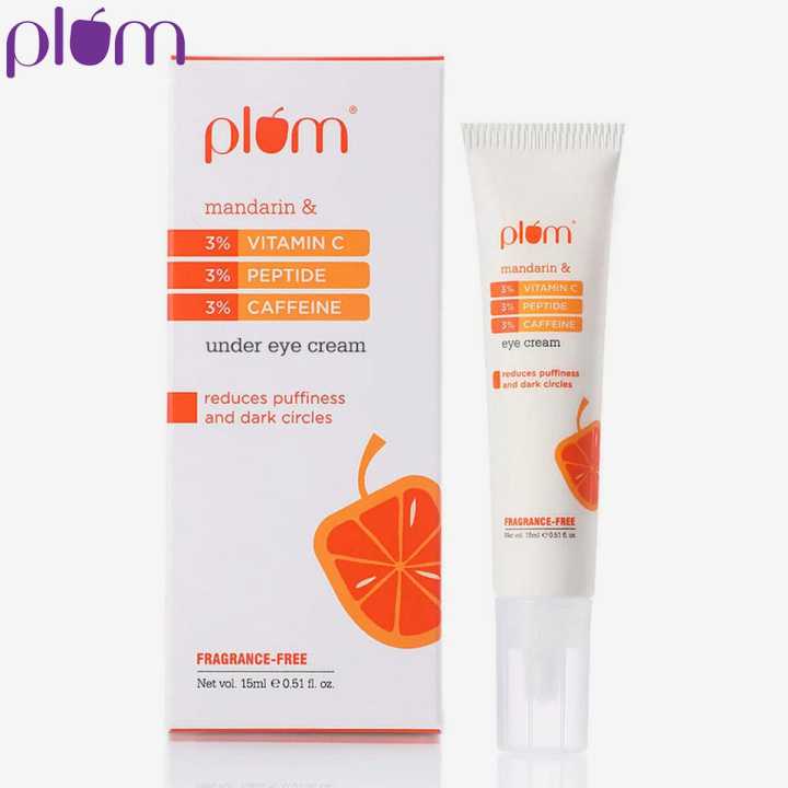 Plum Goodness 3% Vitamin C, 3% Peptide & 3% Caffeine Under Eye Cream with Mandarin 15ml