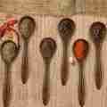 NAMUNY 6 PCS 5.3 Inch Natural Soup Spoons Bamboo Wood Spoon & 6 Pcs Wooden Coffee Spoon Long Handle Wooden Mixing Spoon. 