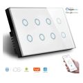 Tuya 8 Gang Smart WiFi Touch Switch with Voice and App Controlled. 