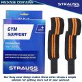 STRAUSS Cotton Wrist Wrap Band with Thumb Loop Straps & Closures | Adjustable & Breathable Material | Gym Accessories for Weightlifting, Workouts & Strength Training | Powerful Velcro (Black & Orange). 