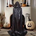 Trendygirl Performance Cloak Dark Style Satin Hooded Witch Cape for Halloween Cosplay Unisex Floor Length Costume for Stage Performance Wicth. 