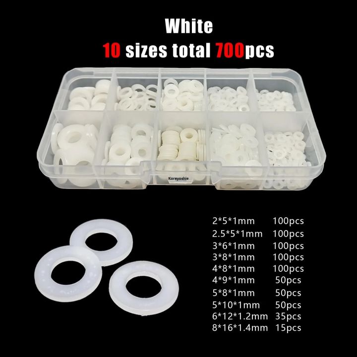 Black%20White%20M8M6M5M3M2.5%20Classified%20Ring%20Gasket%20Plain%20Gasket%20Nylon%20700pcs/box%20Plastic%20Flat%20Insulated%20Gasket%20Kit%20Set%20M2M4%20-%20Image%205