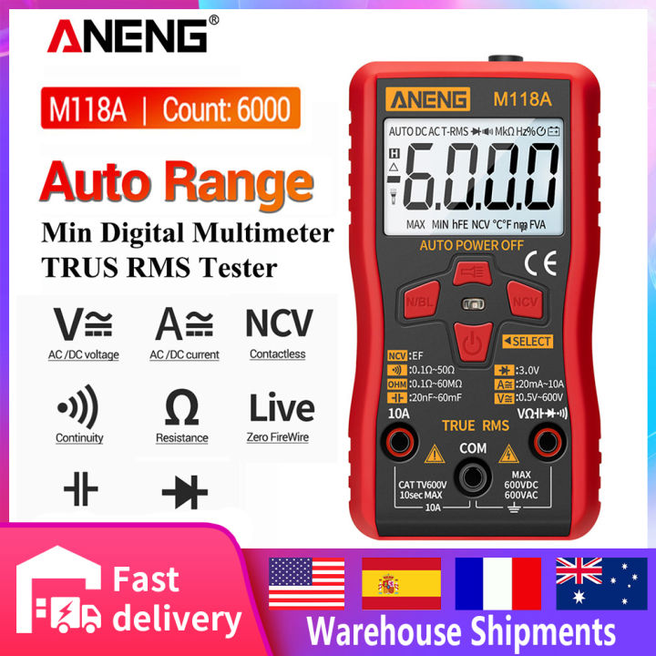 【Best Lrice】MAXRIENY Digital Multimeter Dual Mode Voltage Non-contact DC AC Current Live Wire Meter With LCD Display LED Indicator
