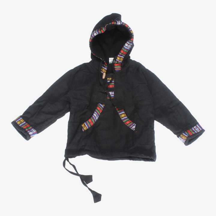 Black Color Full Sleeves Bhutanse Pattern Design Jacket For Boys