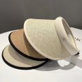 Sweet Visors Straw Hat Sun Protection UV Protection Empty Top Hat Large Eaves Ponytail Hat. 