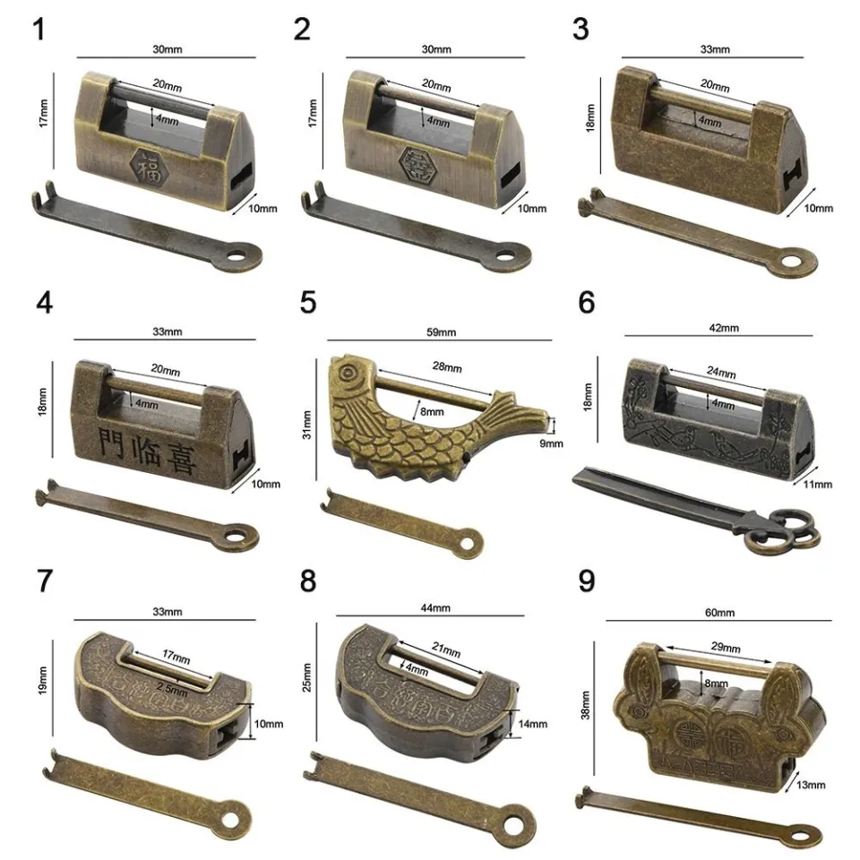 Antique Combination Lock Vintage Retro for Drawer Chinese Traditional