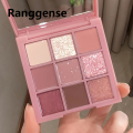 Ranggense Rose 9 Color Eyeshadow Palette Matte Glitter Finish Highlighter Eyeshadow Pink Brown Girls Cosmetics. 