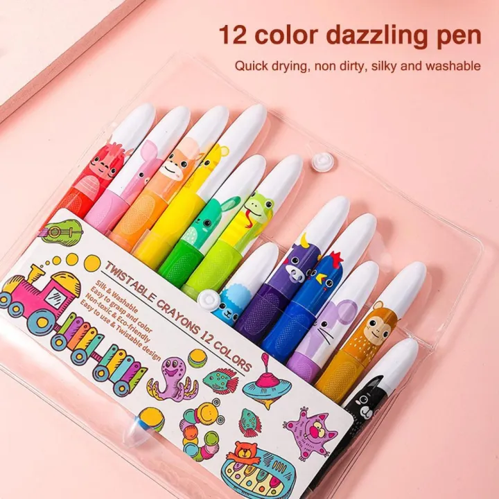 Cute%20Quick%20Dry%2012%20Color%20Drawing%20Pens%20Washable%20Water-Soluble%20Twistable%20Coloring%20Sticks%20Non-dirty%20Hand%20Painting%20Doodle%20Markers%20-%20Image%204