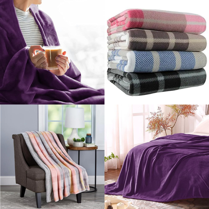 Lightweight Soft Polar Winter Flannel Fleece Bedsheet/ Blanket/ Throw Colors Assorted Size 72 x 84 Inches