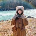 Cute Bear Ear Knitted Woolen Hat Windproof Thickened Ear Protection Cap Keep Warm Beanies Cap for Women. 