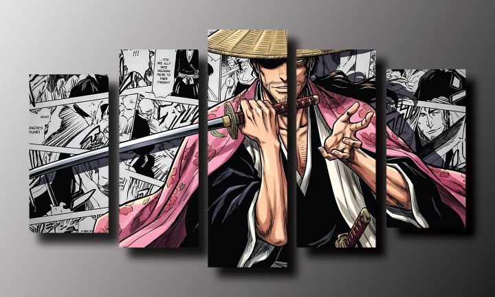 Bleach Shunsui Kyōraku Canvas Wall Art – Anime Manga Wall Decoration-5 Piece