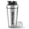 Strauss Stainless Steel Shaker Bottle 739 ML for Protein Shake, 100% Leakproof , Ideal for Protein, Pre Workout, BCAAs & Water. 