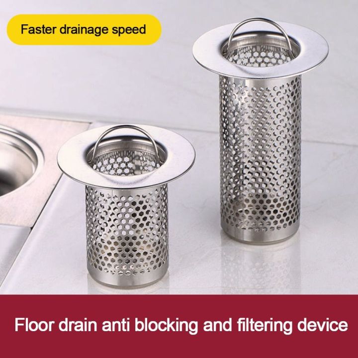 Multifunctional Anti-Clogging Floor Drain Filter Mesh Anti-Pest Stainless Steel Food Hair Stopper With Handle Waste Drainer Sink Strainer Kitchen Bathroom Toilet Tool