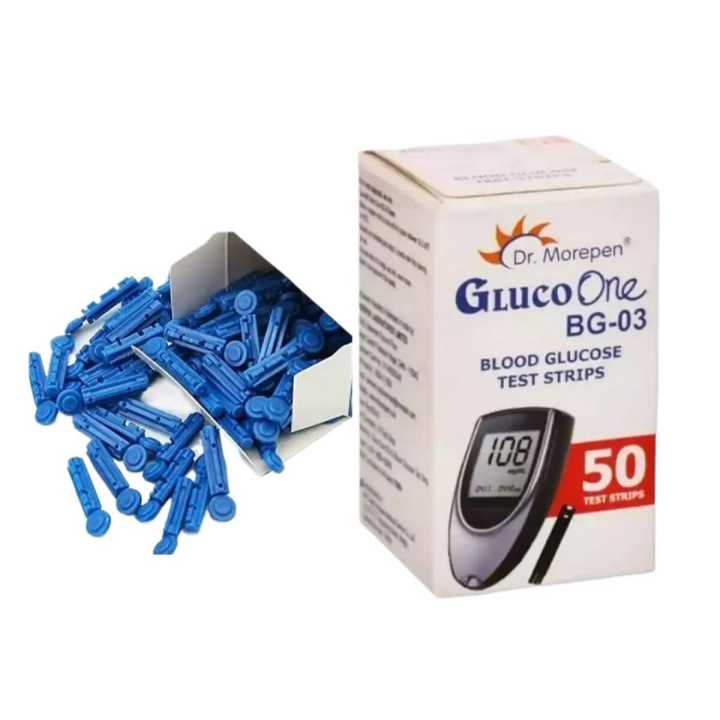 Dr. Morepen BG-03 Glucometer Blood Glucose Test Strips, 50 Strips (Pack of 50)+100 lancet needles