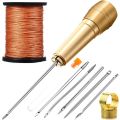 1Set Portable Sewing Awl Needle Handmade Sewing Tools DIY Craft Nylon Thread Sewing Tapered Needles with Handle Straight Hook Sewing Kit DIY for Shoes and Repairs. 