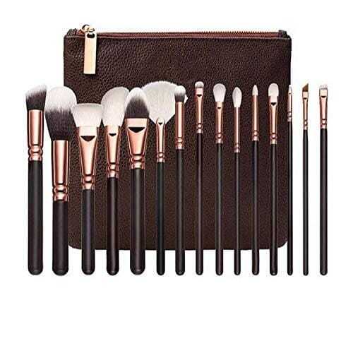 15 Wooden handle Makeup Brushes Natural hair Makeup brush set with Bag
