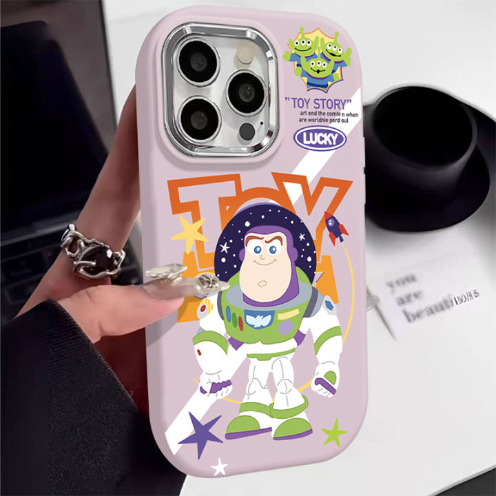 Toy Story Buzz Lightyear Aliens Phone Case Compatible for IPhone 11 14 13 12 15 Pro Max XR 7 8 Plus 11 15 Pro XS Max X Girl Metal Lens Soft Case