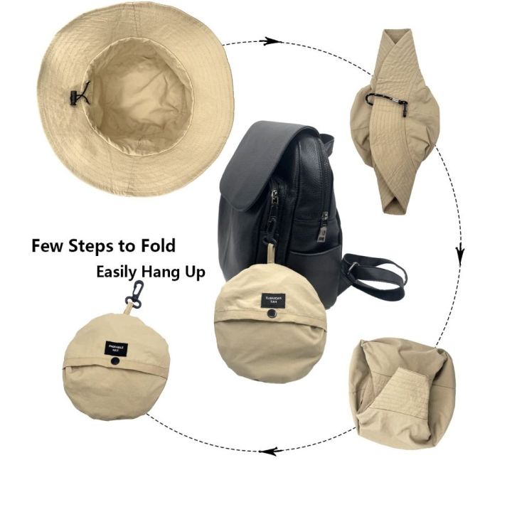 Mini%20Waterproof%20Foldable%20Bucket%20Hat%20Portable%20Wide%20Brim%20Fishing%20Hat%20Adjustable%20with%20Storage%20Bag%20Fisherman%20Cap%20Women%20-%20Image%203