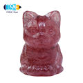 Smooth No Burrs Sitting Posture Lucky Cat Figure Chinese Lucky Cat Statue Faux Crystal Ornament Home Decor. 