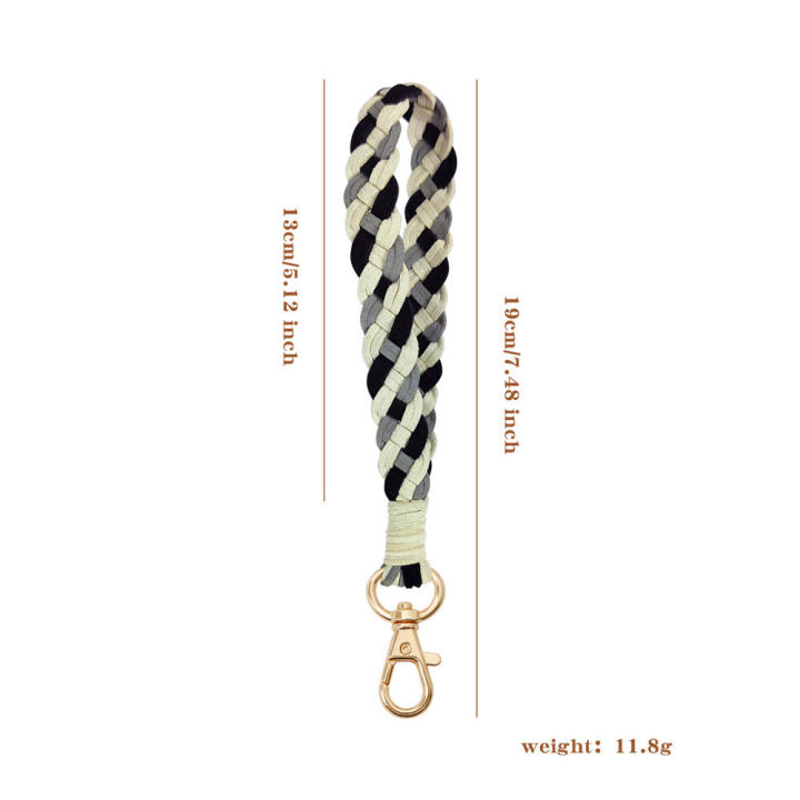 construction%20Wristband%20keychain%20Handcrafted%20Microfiber%20material%20Woven%20design%20Hand%20woven%20key%20charms%20Leather%20details%20Plaid%20-%20Image%205