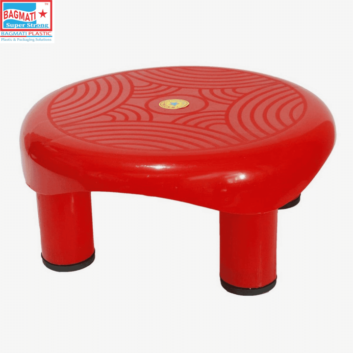 Bagmati Red Round Plastic Bathroom Stool