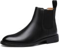 Black Genuine Leather Ankle Boot For Men. 