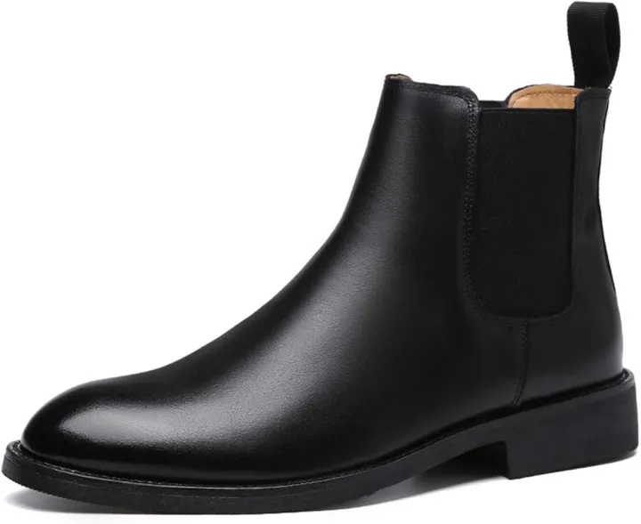 Black Genuine Leather Ankle Boot For Men
