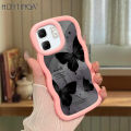 Hontinga for Infinix Smart 9 Hot 50i Back Cover Black Butterfly Pattern Luxury Phone Cover Soft Silicone Macaron Wave Mobile Case. 