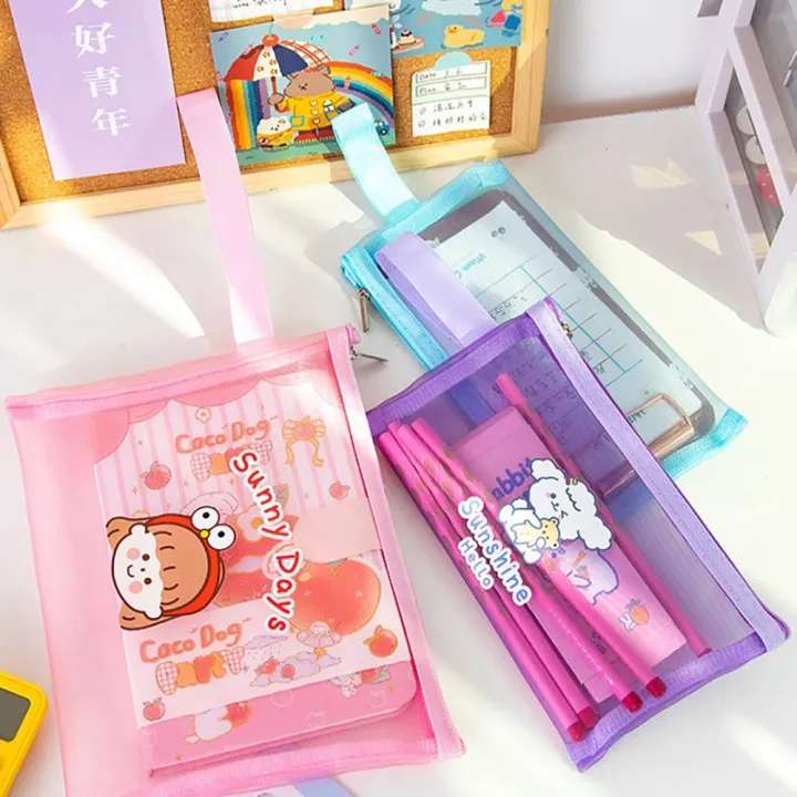 New Nylon Cartoon Storage Bag Cartoon Zipper Test Paper Folder File ...