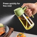 2-in-1 Oil Sprayer and Dispenser Bottle, 500ml Glass Oil Spray Bottle with Premium Nozzle for Air Fryer, Roasting and Frying, Cooking, Kitchen Use. 