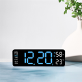 Large Digital Wall Clock Temperature and Humidity LED 12/24H Green. 