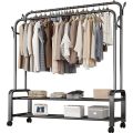 Heavy-Duty Metal Garment Rack – Double Rod, Storage Shelf & Hooks, Portable Clothes Organizer with Rollers | Cloth Hanger | Hanger. 