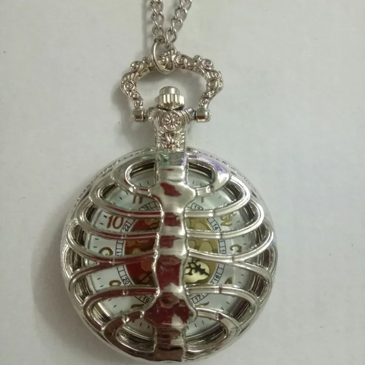 Silver Large Back Bone Pocket Watch Palace Style Pocket Watch Quartz ...