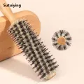Sutuiying Natural Boar Bristle Roller Brush Barber Hair Roller Wood Hair New style Brush Round Barrel Hair Comb For Women Curly Hair Hairdressing. 