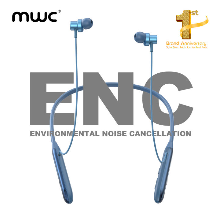 MWC BT BOOM 2 | ENC | Bluetooth 5.3 Neckband | Stereo Sound | 10mm Driver | Touch Control | 23 Hours Playtime | Magnetic on/off Function | Best Sound Quality Guaranteed