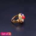 Gold Plated Fancy Panchratna Ring For Women Set Of 2. 