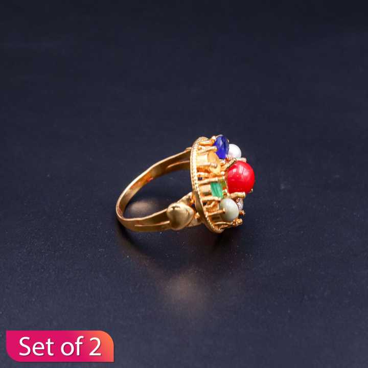 Gold%20Plated%20Fancy%20Panchratna%20Ring%20For%20Women%20Set%20Of%202%20-%20Image%203