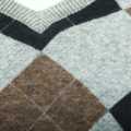 Sweater for Men – Grey Woolen Full Sleeve Argyle Pattern | Winter & Formal Wear Pullover. 