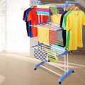 3 Layer Cloth Drying Stand Hanger Organizer Shelf Space Saving Laundry Clothes Dryer For Home Bedroom Balcony Apartment With Breaking Wheels. 
