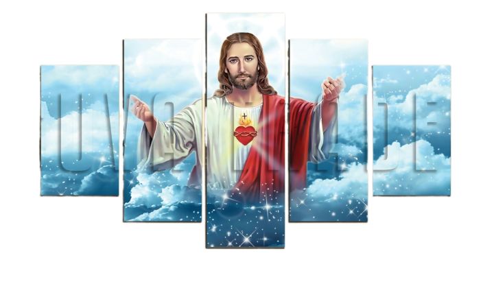 5%20Piece%20Panel%20Jesus%20Christian%20Wall%20Hang%20God%20Canvas%20Art%20with%20Frame%20by%20Suva%20Trades%20-%20Image%202