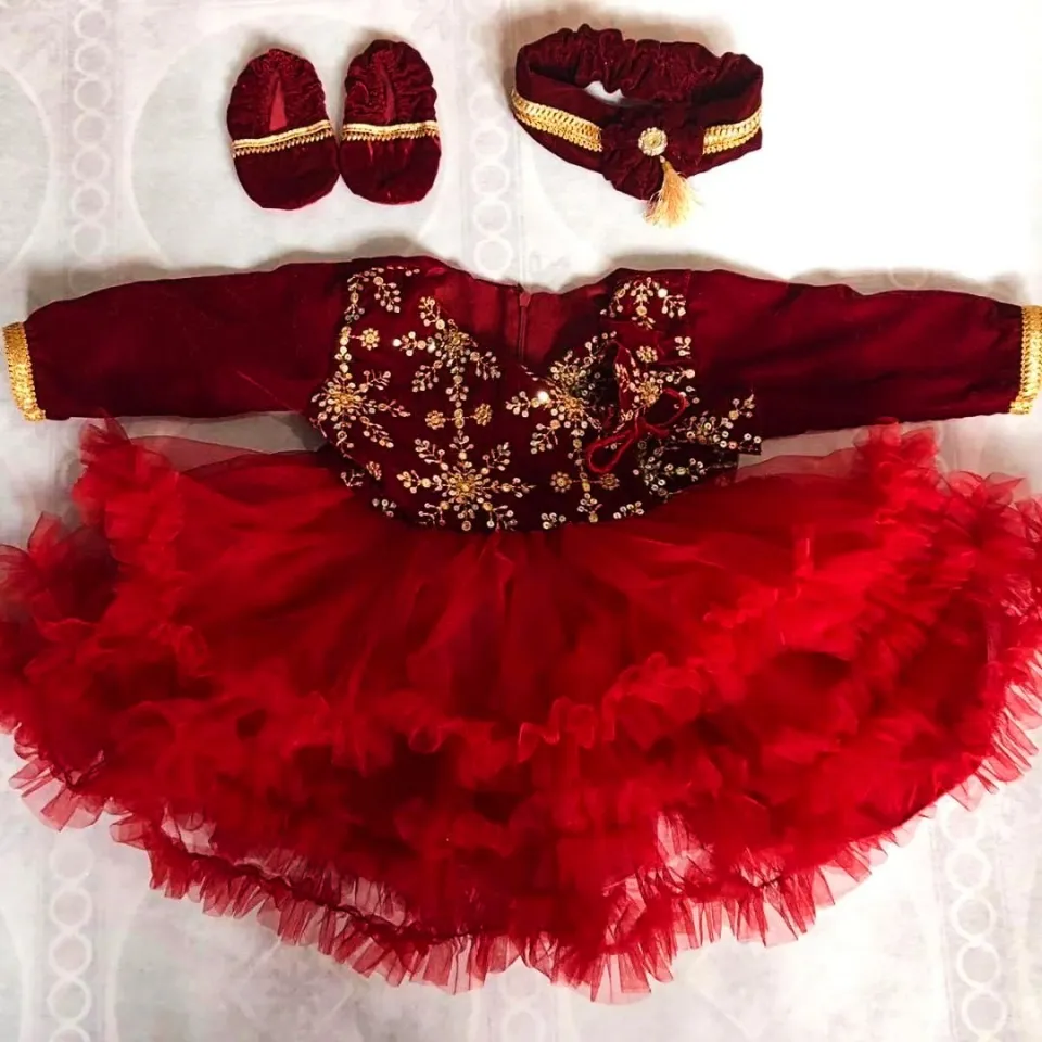 baby frock baby velvet dress with embroidery