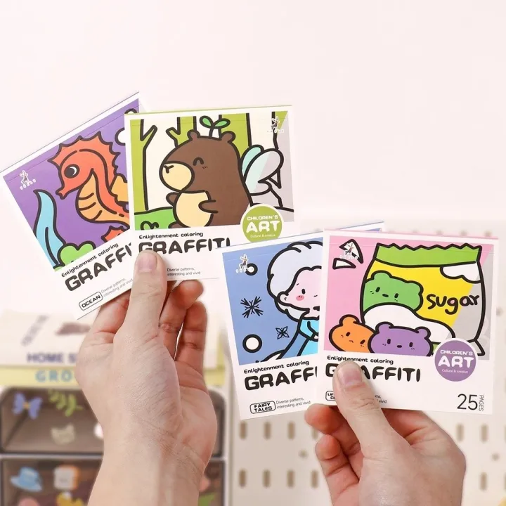 DIY%20Mini%20Cartoon%20Coloring%20Book%20Portable%20Note%20Coloring%20Watercolor%20Coloring%20Book%2025Sheets%20Doodle%20Books%20Children's%20Art%20-%20Image%205