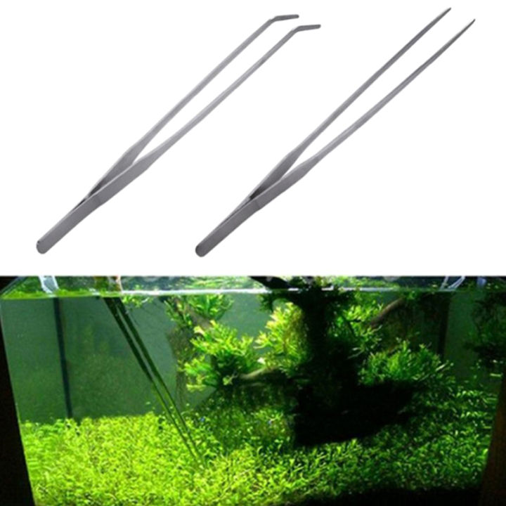 48CM Aquarium Fish Tank Stainless Tweezers Curve Straight Extra Long Tongs Plant